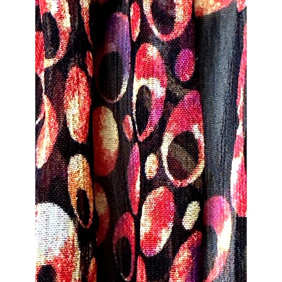 Ultra Pink Medium Sheer Flutter Sleeve Blouse Red Orange Abstract Dot Print Top - Picture 6 of 10